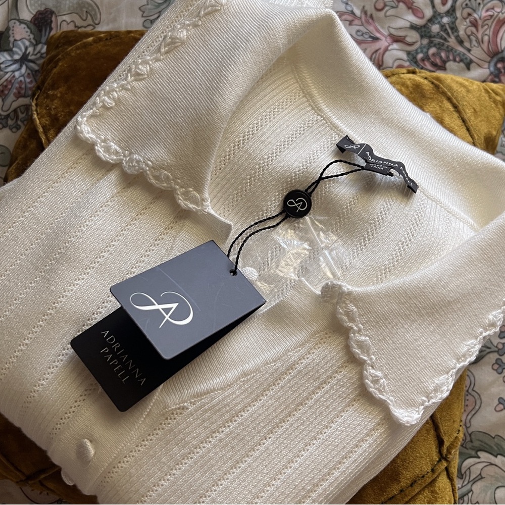 White Knit Sweater Polo Shirt